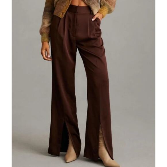 Favorite Daughter Split Decision Silky Trousers in Chocolate Size 2 - Picture 1 of 14
